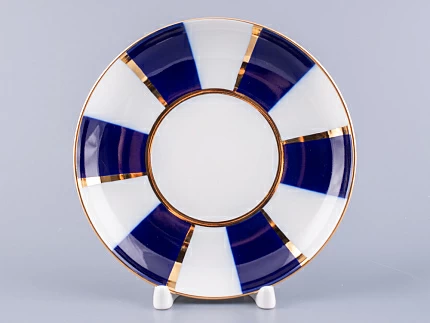 Бокал с блюдцем 360 мл форма Ленинградский рисунок Кобальтовые полосы арт. 81.14856.00.1 Бокал с блюдцем 360 мл форма Ленинградский рисунок Кобальтовые полосы арт. 81.14856.00.1