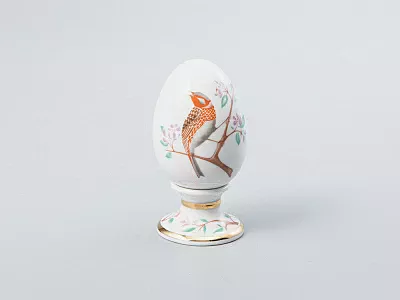 Яйцо пасхальное на подставке 82 мм форма Нева рисунок Овсянка арт. 80.65670.00.1