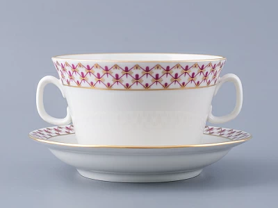 Чашка с блюдцем для бульона Молодежная Сетка-Блюз 2 арт. 81.26642.00.1