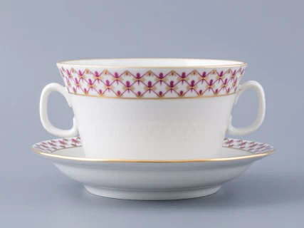 Чашка с блюдцем для бульона Молодежная Сетка-Блюз 2 арт. 81.26642.00.1, 
