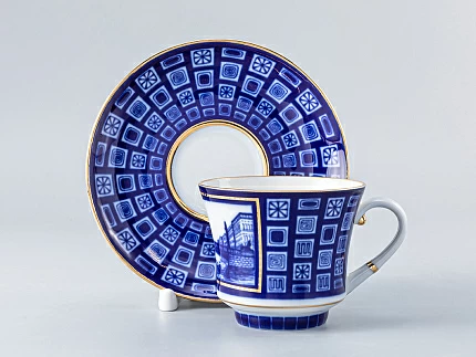 Чашка с блюдцем чайная 220 мл форма Банкетная рисунок Египетский мост арт. 81.16040.00.1