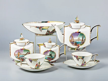 Сервиз чайный форма Ковчег рисунок Ладонь Невы, 4 персоны 12 предметов, арт. 81.15852.00.1, 