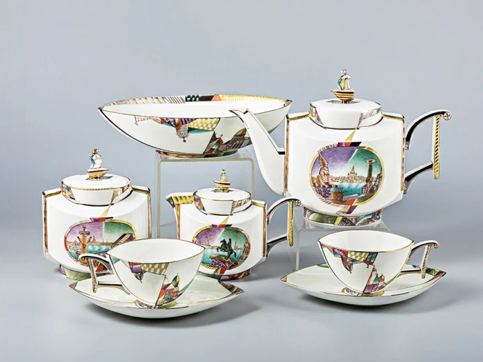 Сервиз чайный форма Ковчег рисунок Ладонь Невы, 4 персоны 12 предметов, арт. 81.15852.00.1, 