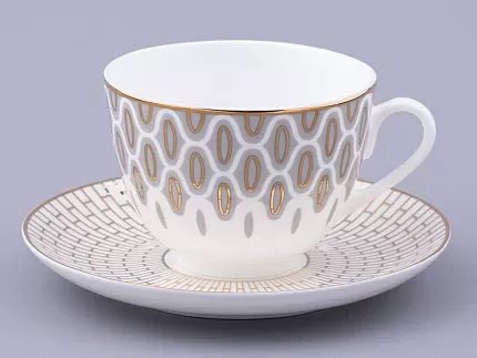 Чашка с блюдцем чайная форма Весенняя 2 рисунок Саламандра Грей, арт. 81.31631.00.1