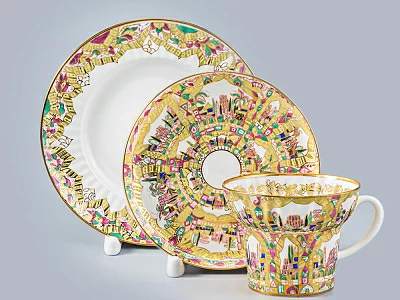 Трехпредметный комплект форма Волна, рисунок Весенние пейзажи, арт 81.17245.00.1