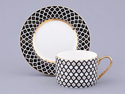 Чашка с блюдцем 250 мл форма Идиллия рисунок Неро 1, арт. 81.32141.00.1 Чашка с блюдцем 250 мл форма Идиллия рисунок Неро 1, арт. 81.32141.00.1