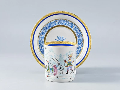 Сервиз чайный форма Гербовая рисунок Зимние забавы, 4 персон 11 предметов, арт. 81.14057.01.1