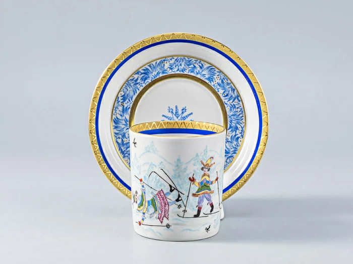 Сервиз чайный форма Гербовая рисунок Зимние забавы, 4 персон 11 предметов, арт. 81.14057.01.1, 