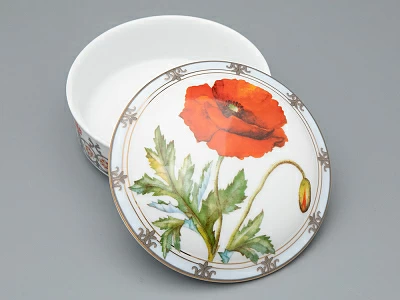 Туалетная коробочка в подарочной упаковке, форма Круглая, рисунок Мак восточный, арт 81.33191.00.1 Туалетная коробочка в подарочной упаковке, форма Круглая, рисунок Мак восточный, арт 81.33191.00.1