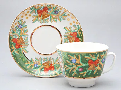 Чашка с блюдцем чайная 350 мл форма Подарочная рисунок Морозный январь арт. 81.31749.00.1