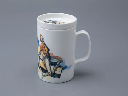 Бокал с блюдцем и крышкой 400мл в подарочной упаковке, форма Топ, рисунок Atomic Heart 2, арт 81.34449.00.1