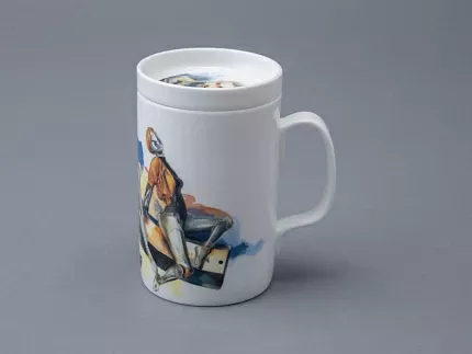 Бокал с блюдцем и крышкой 400мл в подарочной упаковке, форма Топ, рисунок Atomic Heart 2, арт 81.34449.00.1