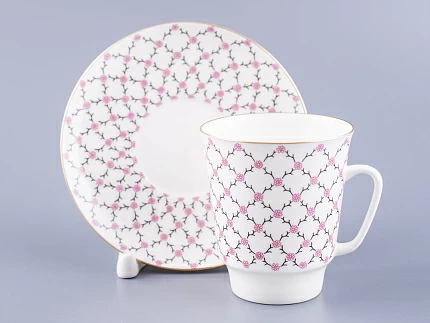 Чашка с блюдцем кофейная 165 мл форма форма Майская рисунок Розовая сетка арт. 81.13631.00.1