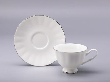 Чашка с блюдцем чайная форма Нега рисунок Платиновая лента арт. 81.31439.00.1 Чашка с блюдцем чайная форма Нега рисунок Платиновая лента арт. 81.31439.00.1