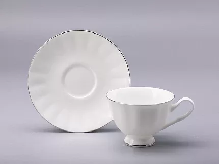 Чашка с блюдцем чайная форма Нега рисунок Платиновая лента арт. 81.31439.00.1