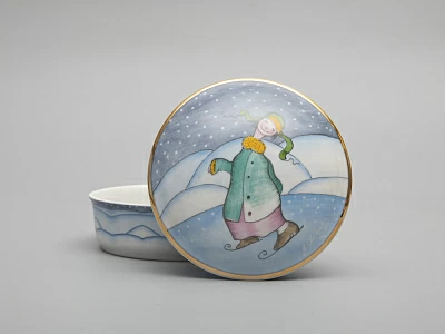 Туалетная коробочка форма Круглая рисунок Зима. Мальчик арт. 81.31062.00.1