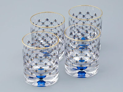 Набор из 4-х стаканов для виски 220 мл Кобальтовая сетка арт. 14.11003.07
