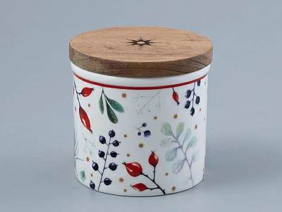 Набор банок  с деревянной крышкой ( 3 предм. малого размера) форма Стандартная рисунок Календа арт. 42.00041.00.1