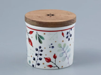 Набор банок  с деревянной крышкой ( 3 предм. малого размера) форма Стандартная рисунок Календа арт. 42.00041.00.1,  Набор банок  с деревянной крышкой ( 3 предм. малого размера) форма Стандартная рисунок Календа арт. 42.00041.00.1,