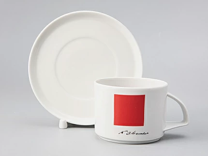 Чашка с блюдцем чайная 280 мл форма Баланс рисунок Красный квадрат арт. 81.21417.00.1