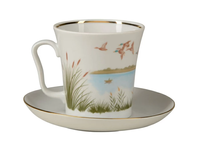 Бокал с блюдцем 360 мл форма Ленинградский рисунок Утиная охота арт. 81.25795.00.1, 