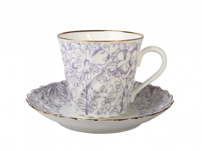 Чашка с блюдцем кофейная 155 мл.,  форма Витая,  рисунок Садик арт. 81.14255.00.1, 