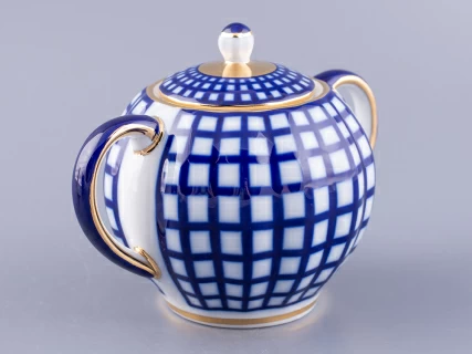 Сервиз чайный форма Тюльпан рисунок Кобальтовая клетка, 6 персон 20 предметов, арт. 81.15116.01.1, 