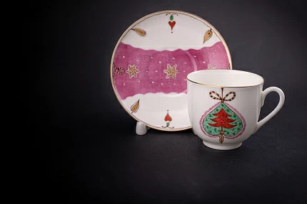 Чашка с блюдцем кофейная, форма Ландыш, рисунок Елочка, арт 61.21045.00.1