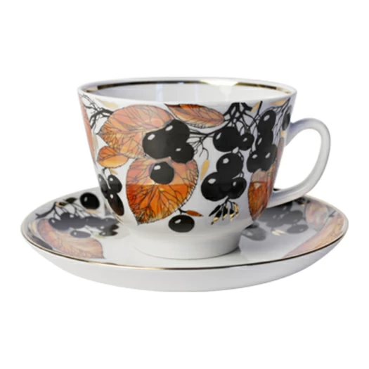 Чашка с блюдцем чайная 375 мл форма Подарочная рисунок Черноплодная рябина арт. 81.10646.00.1, 