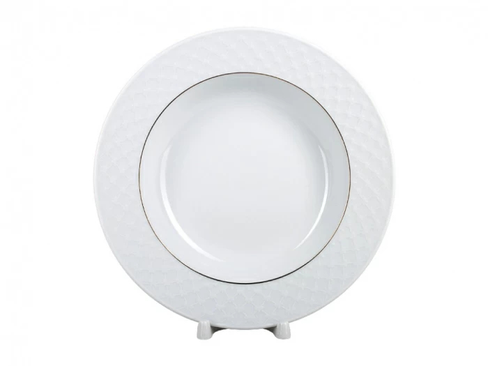 Тарелка глубокая 225 форма Европейская-2 рисунок Сетка Омега (золотая отводка) арт. 80.87676.00.1, 