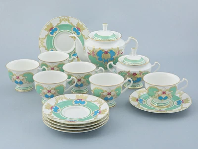 Сервиз чайный форма Айседора рисунок Аквамарин 6 персон 14 предметов арт. 81.30906.00.1