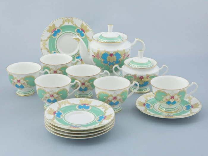 Сервиз чайный форма Айседора рисунок Аквамарин 6 персон 14 предметов арт. 81.30906.00.1,  Сервиз чайный форма Айседора рисунок Аквамарин 6 персон 14 предметов арт. 81.30906.00.1,