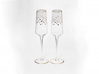 Набор из 2-х бокалов для шампанского 230 мл в подарочной упаковке, рисунок Азур золотой, арт 14.11448.07