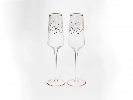 Набор из 2-х бокалов для шампанского 230 мл в подарочной упаковке, рисунок Азур золотой, арт 14.11448.07, 