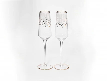 Набор из 2-х бокалов для шампанского 230 мл в подарочной упаковке, рисунок Азур золотой, арт 14.11448.07