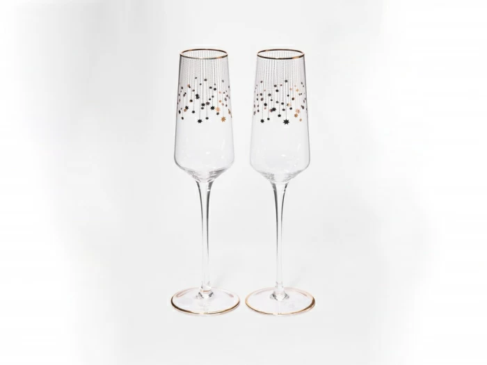 Набор из 2-х бокалов для шампанского 230 мл в подарочной упаковке, рисунок Азур золотой, арт 14.11448.07, 