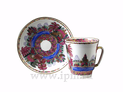 Чашка с блюдцем кофейная 165 мл форма Майская рисунок Голубое озеро арт. 81.13568.00.1