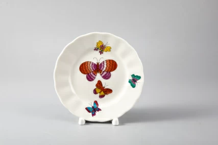 Тарелка мелкая 150 мм форма Тюльпан рисунок Шафрановые бабочки, арт. 80.39177.00.1,  Тарелка мелкая 150 мм форма Тюльпан рисунок Шафрановые бабочки, арт. 80.39177.00.1,
