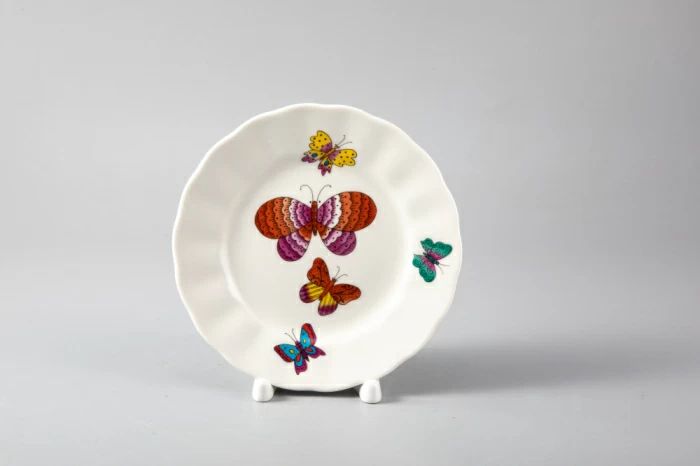 Тарелка мелкая 150 мм форма Тюльпан рисунок Шафрановые бабочки, арт. 80.39177.00.1,  Тарелка мелкая 150 мм форма Тюльпан рисунок Шафрановые бабочки, арт. 80.39177.00.1,