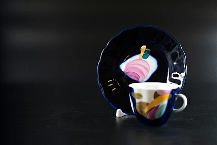 Сервиз кофейный на форме Тюльпан, Кобальтовые пятна, арт 61.20984.00.1