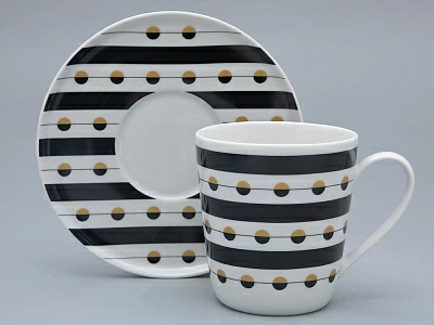 Чашка с блюдцем чайная форма Колокол рисунок Балтийский берег 3, арт. 81.31864.00.1