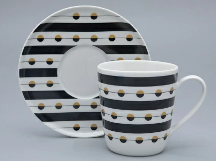 Чашка с блюдцем чайная форма Колокол рисунок Балтийский берег 3, арт. 81.31864.00.1, 