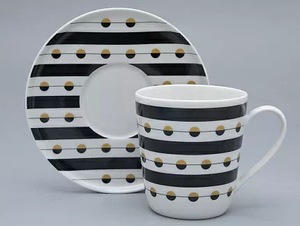 Чашка с блюдцем чайная форма Колокол рисунок Балтийский берег 3, арт. 81.31864.00.1