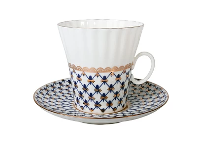 Чашка с блюдцем кофейная 175 мл.,  форма Одуванчик, рисунок Кобальтовая сетка арт. 81.14570.00.1