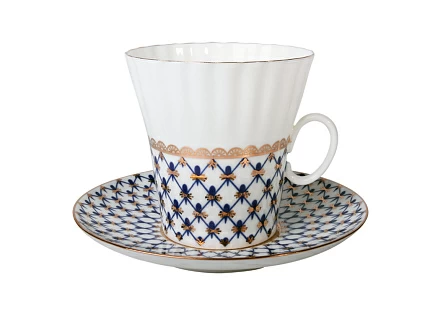 Чашка с блюдцем кофейная 175 мл форма Одуванчик рисунок Кобальтовая сетка арт. 81.14570.00.1