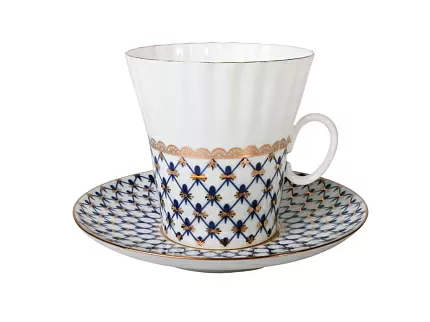 Чашка с блюдцем кофейная 175 мл форма Одуванчик рисунок Кобальтовая сетка арт. 81.14570.00.1