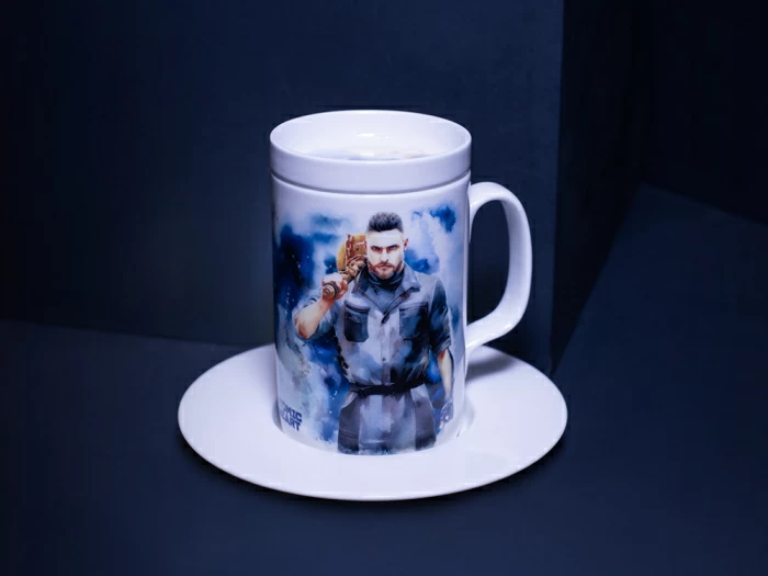 Бокал с блюдцем и крышкой 400мл в подарочной упаковке, форма Топ, рисунок Atomic Heart 1, арт 81.34448.00.1, 