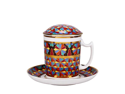 Бокал с блюдцем и с крышкой 380 мл форма Снежное утро рисунок Готический 1 арт. 81.25191.00.1