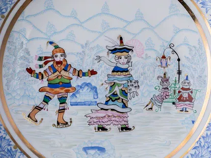 Декоративная тарелка 195 мм форма Эллипс рисунок Зимняя забава арт. 80.09999.00.1