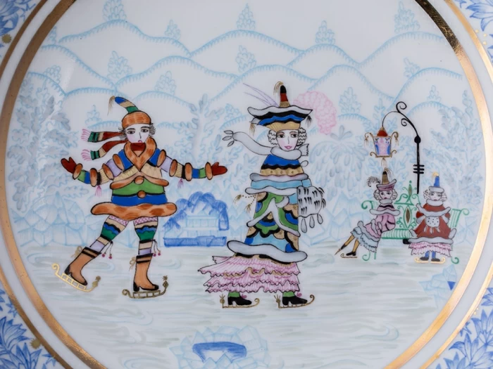 Декоративная тарелка 195 мм форма Эллипс рисунок Зимняя забава арт. 80.09999.00.1, 